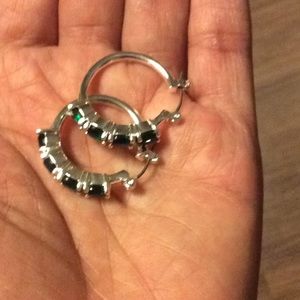 Silver Green Stone Earrings